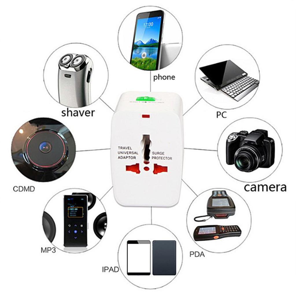 2PCS Power Conversion Plug ABS Housing Worldwide 1300W Power Charger Converter for Travel