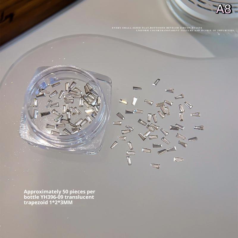 Mixed Zircon Nail Rhinestones Shiny Nail Diamond Flat Nail Gems Glass Stones Nails Decoration Nail Charm Diy Manicure Art