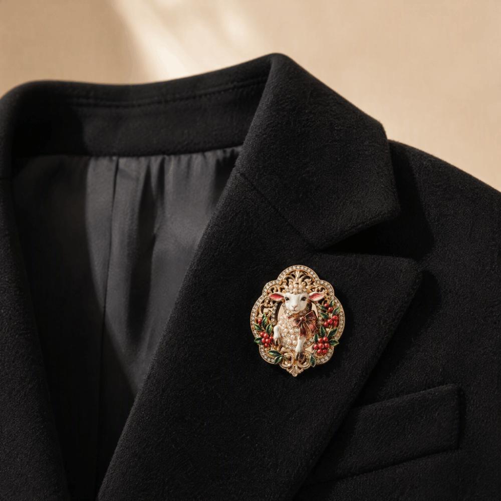 Vintage Style Lapel Pin Sheep Shape Metal Brooch Fashion Decor Pin  Holiday Decor