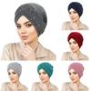 2025 New Fashion Forehead Cross Hijab Caps Hot Diamond Solid Color Turban Bonnet Muslim Ladies Head Cover