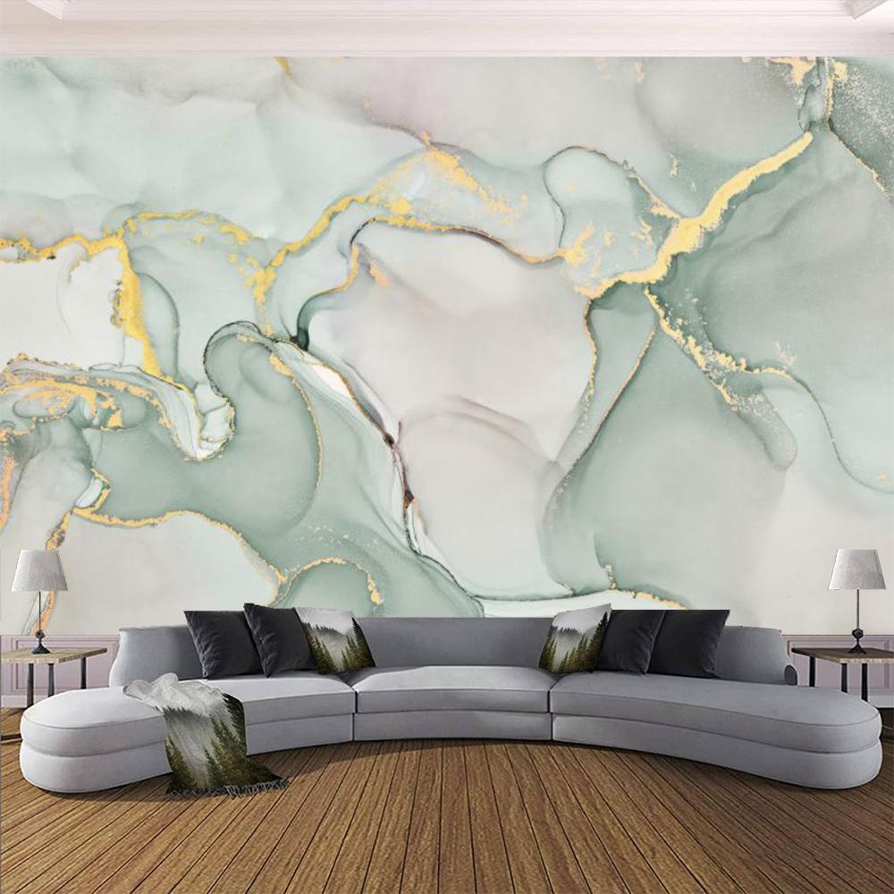 Marble Wall Mural Abstract Teal Marble Wallpaper Modern Ink Art Lines Texture Wall Paper Living Room Bedroom Home Decor