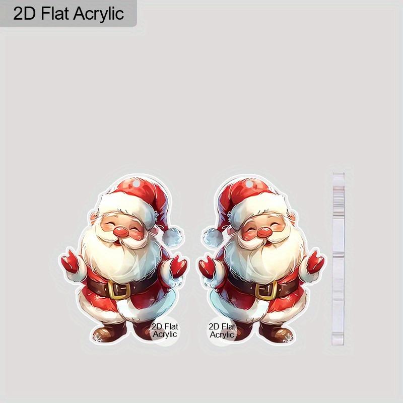 2D Flat Christmas Day Acrylic Cute Santa Claus Earrings Santa Claus Dangle Jewelry for Women Charms Holiday Carnival Party New Year Gifts