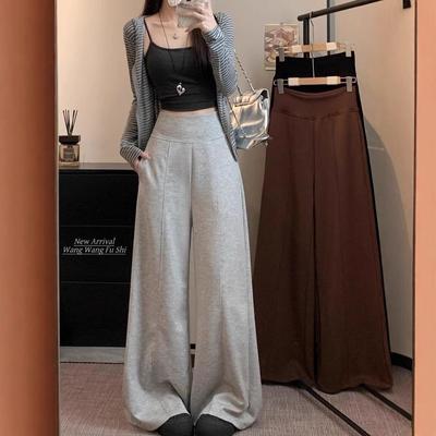 2025 Übergroße Braunfarbene Drapierte Hose mit Hohem Bund - Damen Straight-Leg, Wide-Leg, Locker Geschnitten für den Herbst