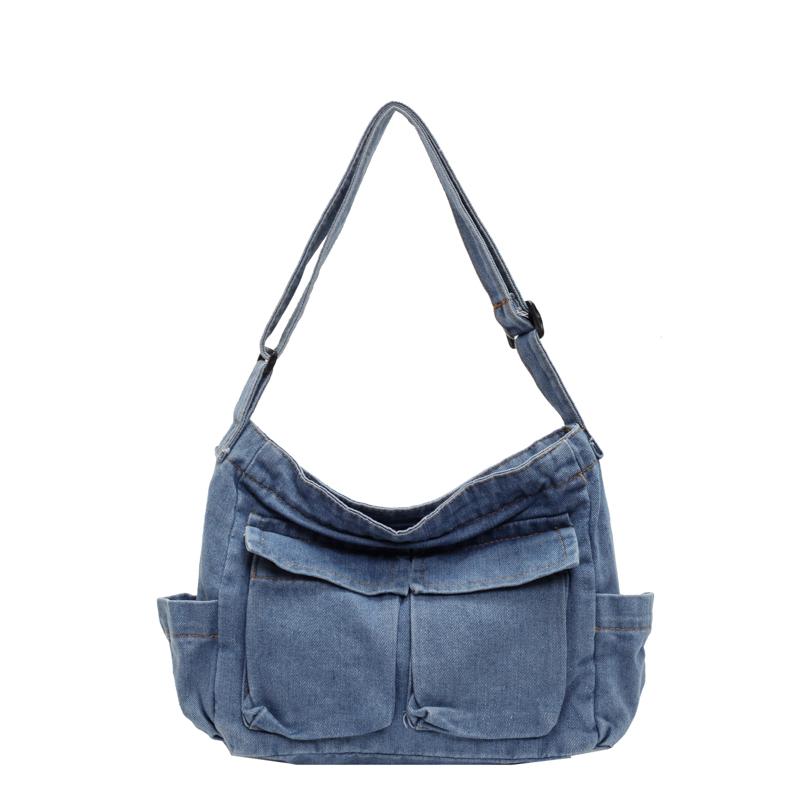 Women's Large Capacity Commuter Tote Bag Denim Shoulder Crossbody Bag