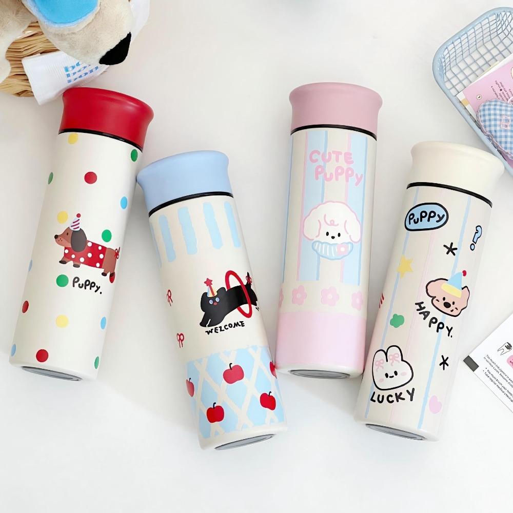 

304 Stainless Steel Water Cup 500ml Vacuum Flask Cute Travel Mug Blue cat