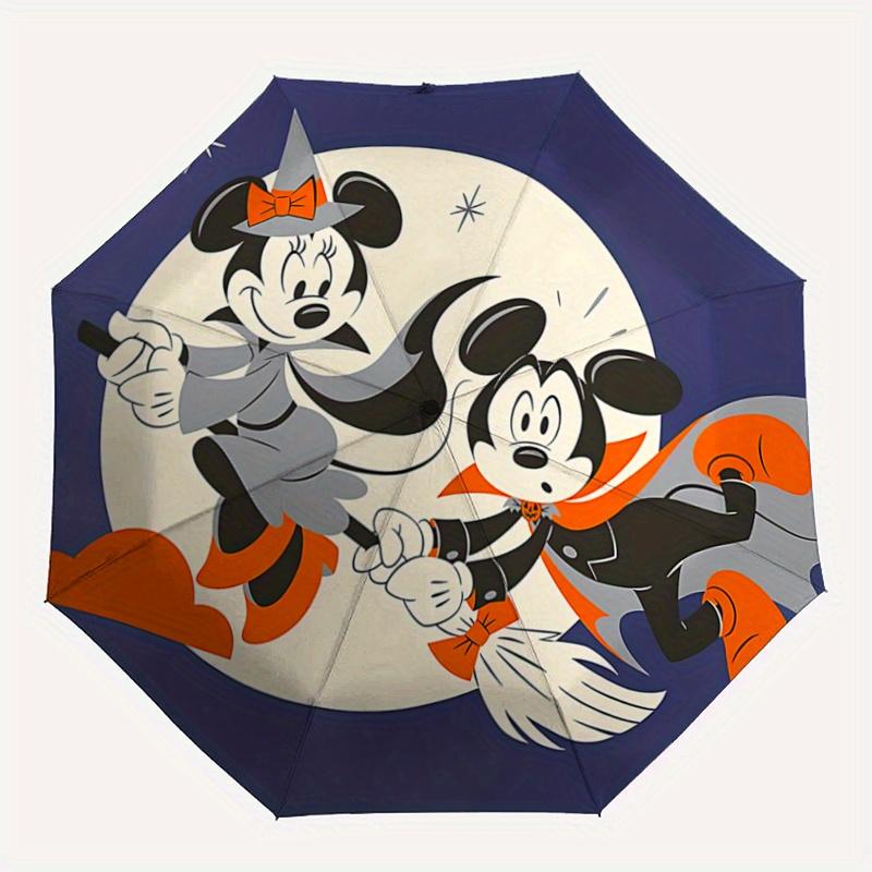 1pc Mickey Minnie Witch Automatic 3-Fold Umbrella Design, Cute Cartoon Pattern, Portable Outdoor Umbrella, Perfect, Holiday Gift for Disney