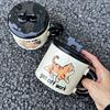 Ceramic mug with lid, girls' girlfriends' creative trend water cup, boys' practical small gift