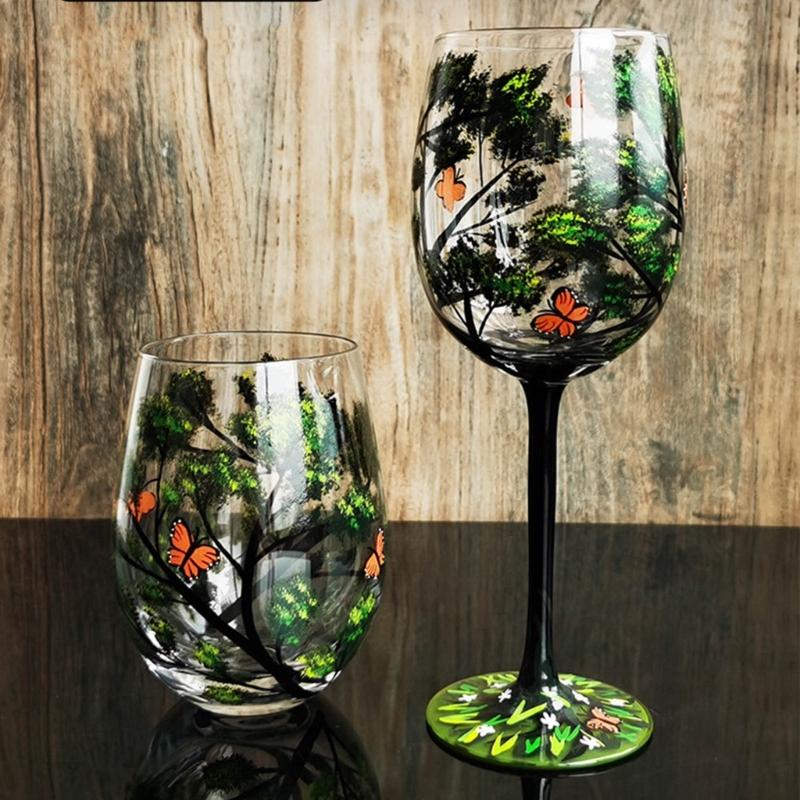 Kristallglas Bemaltes Kelchglas Kreatives Handbemaltes Vier Jahreszeiten Glaskelch Weingläser Trinkgläser Cocktailglas