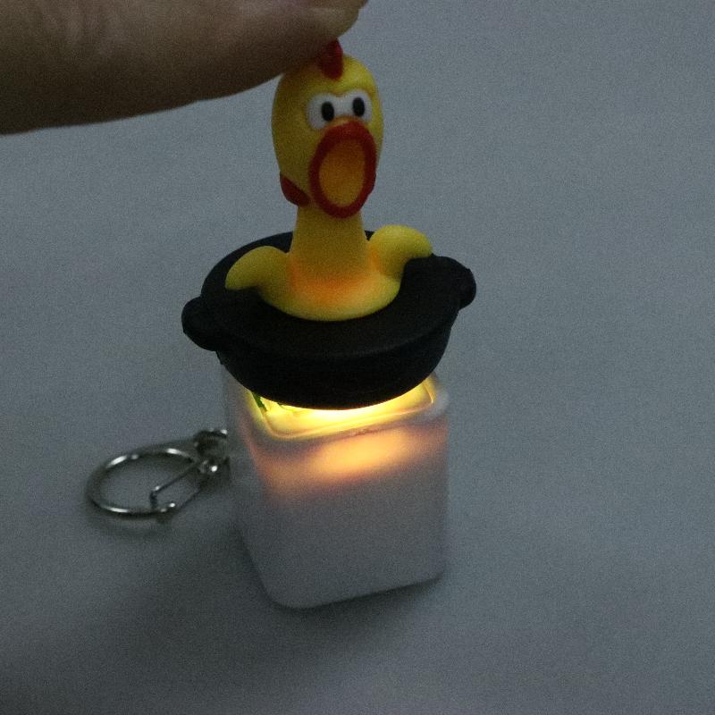 1Pcs Stress Relief Plastic Toys Creative Cartoon Sharp Crying Chicken Voice Button High Aesthetic Edc Keychain For Children Gift