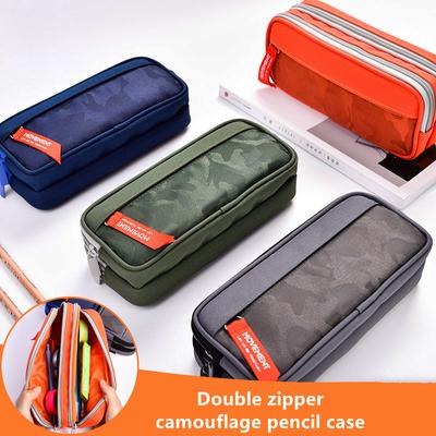 Astuccio portapenne in tela mimetica con doppia cerniera, astuccio portapenne per ragazzi, astuccio per cancelleria scolastica, astuccio portapenne per studenti, borse portaoggetti per materiale scolastico