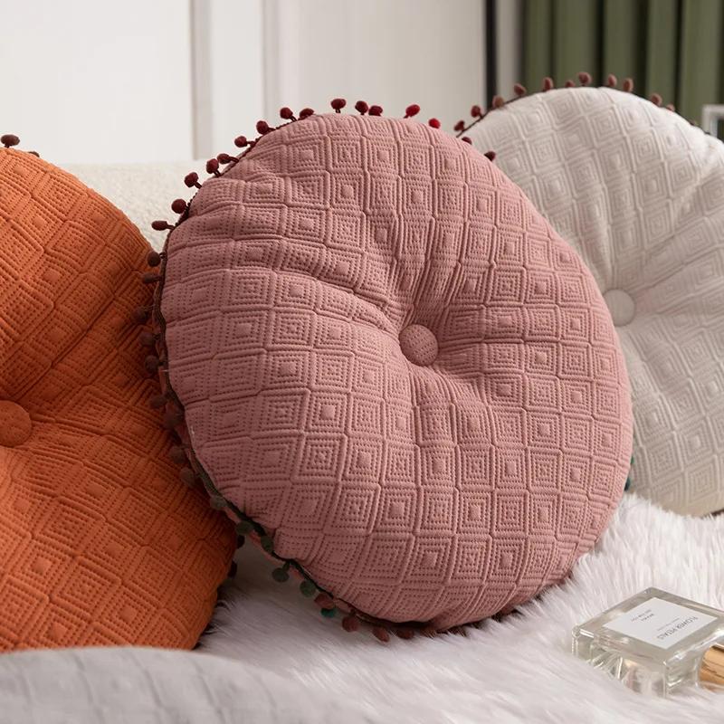 Modern Simple Pumpkin Hairball Round Pillow Pillow Office Sofa Cushion