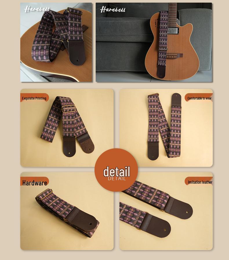 Retro Dark Style Purple Shadow Faux Leather Guitar Strap