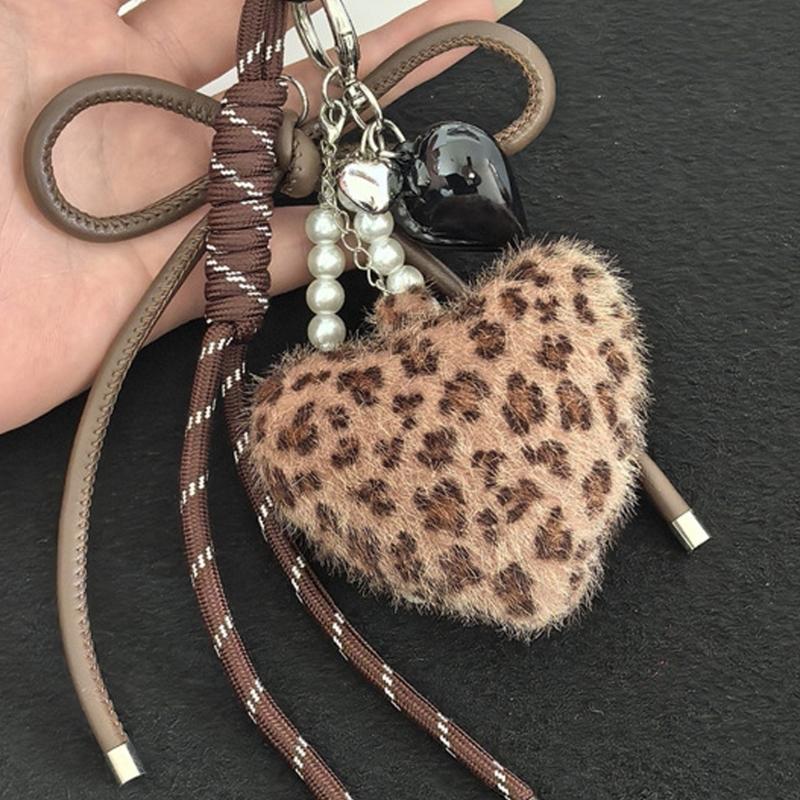 Braided Rope Keychain Star Plush Heart Bag Pendant Charm Fashion Backpack Accessories for Handbag,Purse Decorations