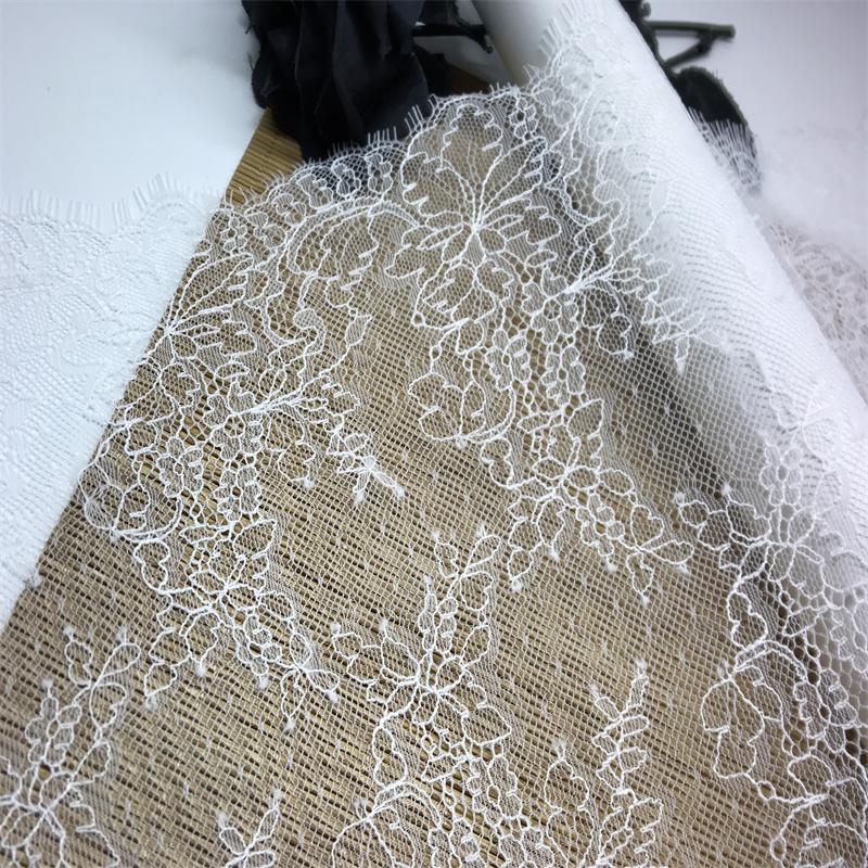 (6 Colors) 3 Meters French Chantilly Fabric Lace, Non-stretch Eyelash Lace Fabric for Lingerie, Underwear, Dress, Home decor, Crafting