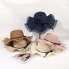 Creative Wave Hat Ladies Sunscreen Hat Pearl Accessory Hat Korean Version Warp Knitted Sun Hat Outdoor Sunscreen Hat