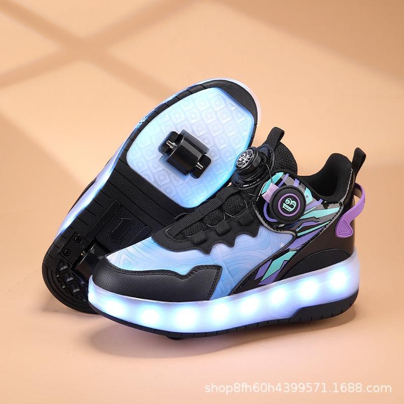 Children's Runaway Shoes Roller Skating Boys' Shoes Double-wheel Runaway Shoes Student Light Skates Shoes with Wheels