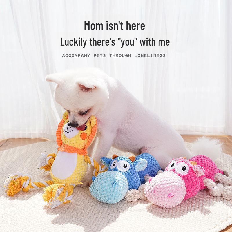Bite-Resistant Plush Dog Toy: Lion & Hippo Molar Chews To Relieve Pet Boredom