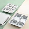 Stainless Steel Divided Lunch Box with Lid Lunch Container Fast Food Plate  Kitchen Tableware
