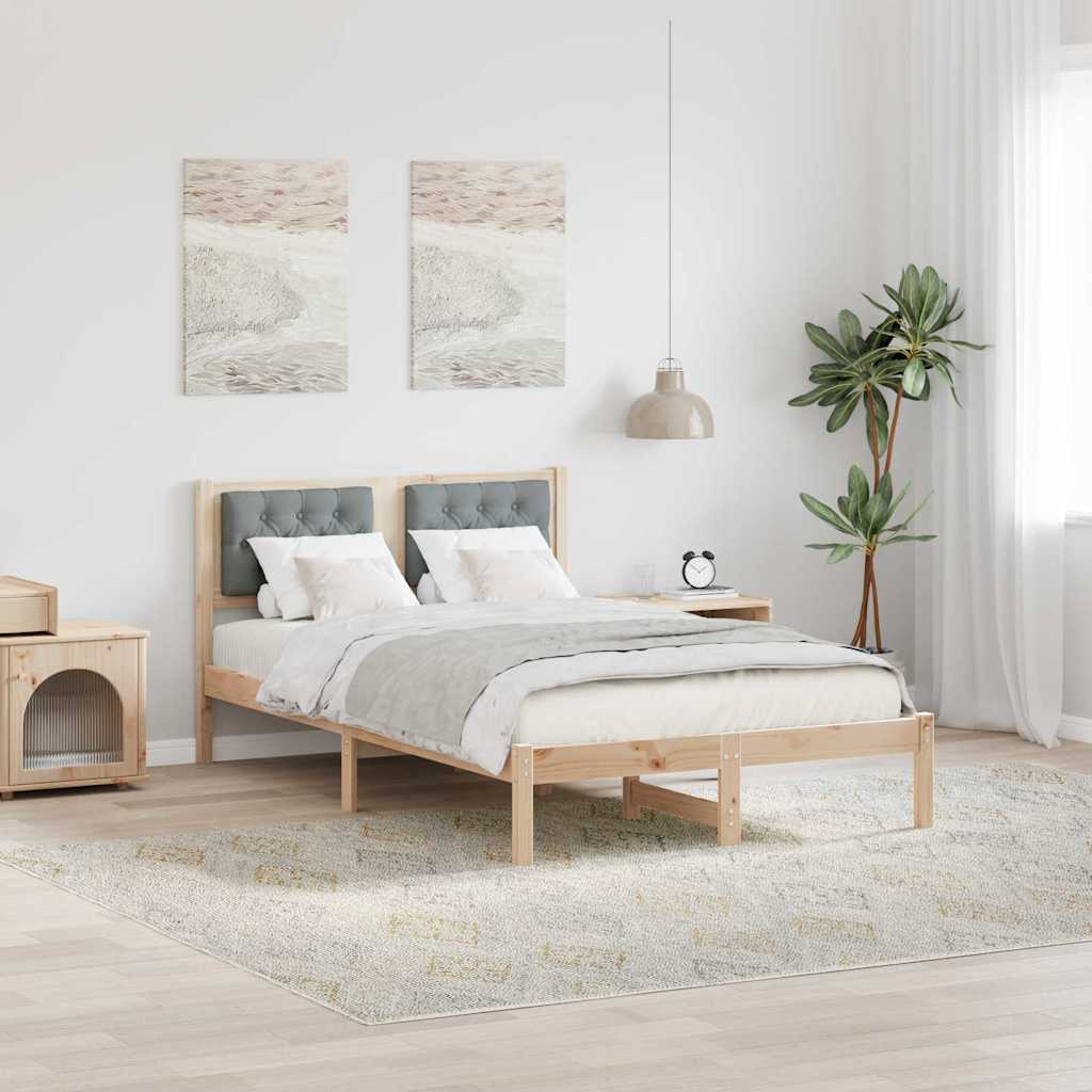 Bed Frame Light Grey 120 x 190 cm Solid Pine Wood