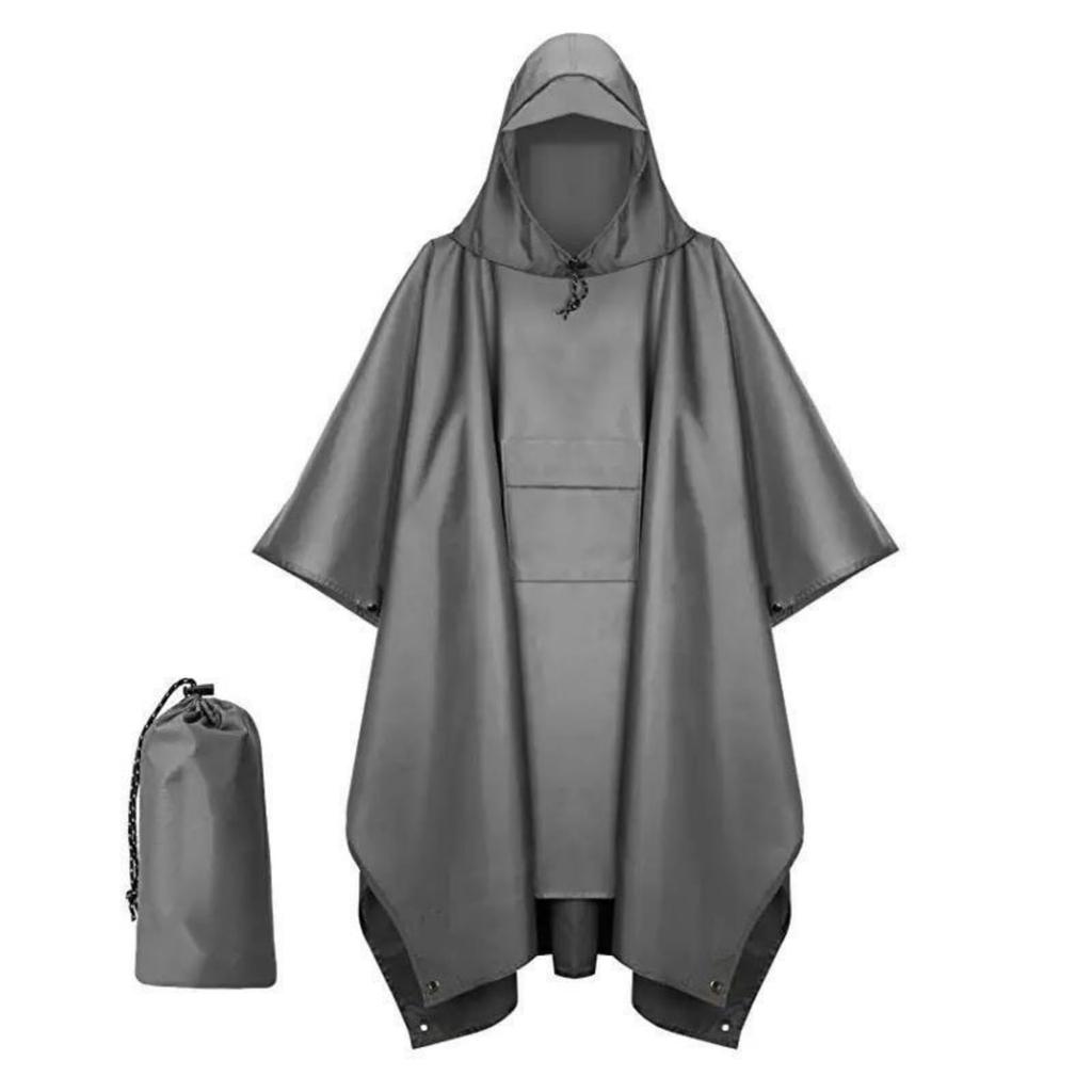 Lunari Rain Fishing Rain Rainwear with Outdoor Event Rain Gray Poncho, Gear, Raincoat, Hood, Protection, (Gray)