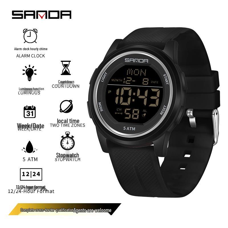Sanda Leuchtende Wasserdichte Unisex Multifunktionale Armbanduhr: Trendig & Modisch für Jugendliche