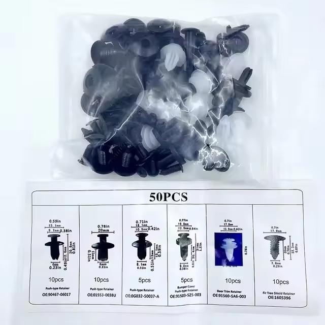 

100PCS Auto Fastener Clips Kit - Multi-Size Retainers for Car Fender, Bumper, Door & Panel Trim