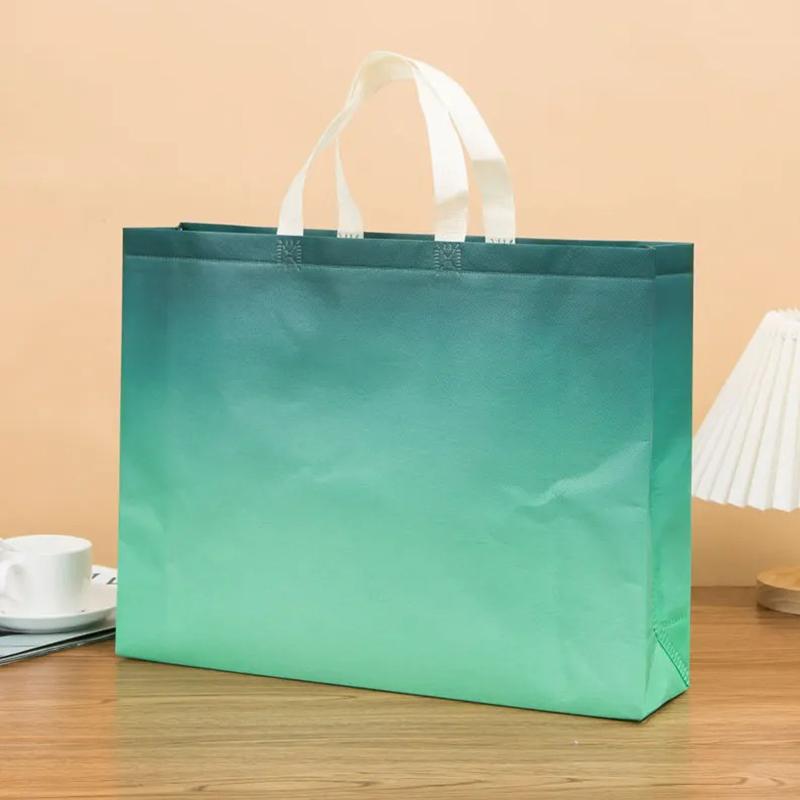 10PCS Rose Printing Packaging Shopping Bag Handle Waterproof Non Woven Fabric Gift Bags Black Clothing Store HandBag