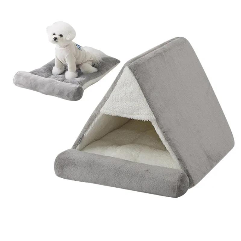 Thickened Insulated Dog House Warm Shelter for Winter Semi-Closed Pet Nest with Cushion Puppy Kitten Tent Winter Kennel