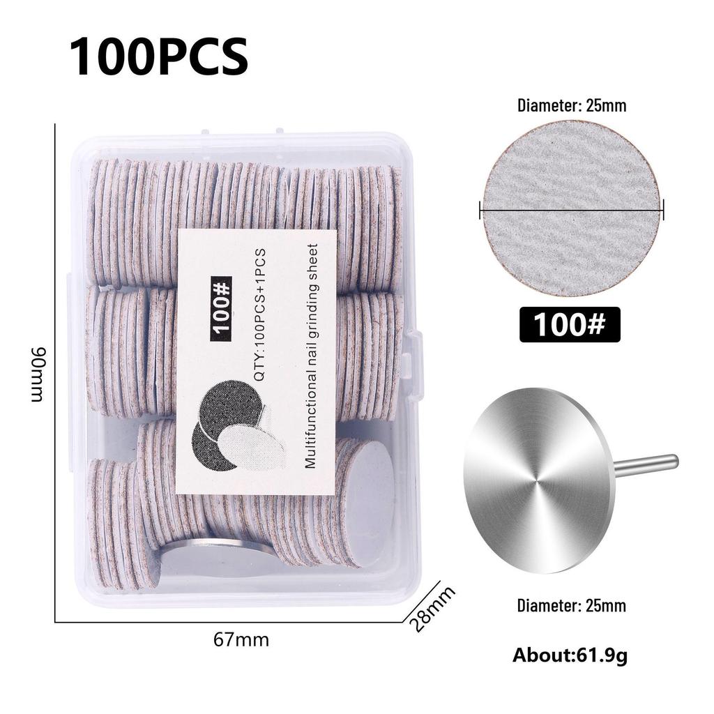 Nail Art Sand Disc for Polishing, Shaping, and Filing Extension Nails - 100 Pieces