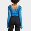 Adidas Originals Blue Version Series Santiago Bodysuit Solid Color Sequin Pattern Sports Long Sleeve Jumpsuit Women Bodysuit HR3416