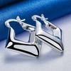 1 Pair 925 Sterling Silver 30mm Shiny Square Hoop Earrings Women Jewelry Gift Party Fashion Accessories