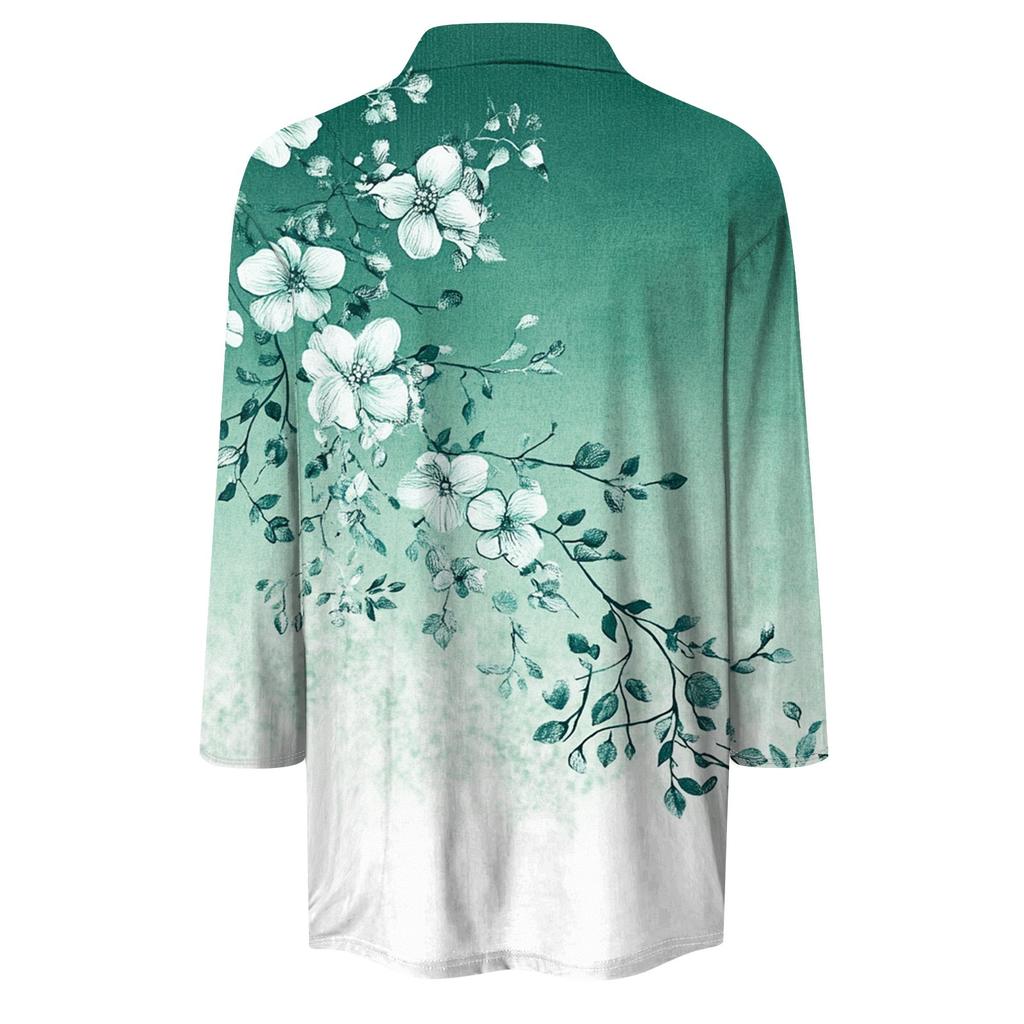 Women's Summer Fashion Casual  Print V-Neck Three Quarter Sleeve  Shirt Top