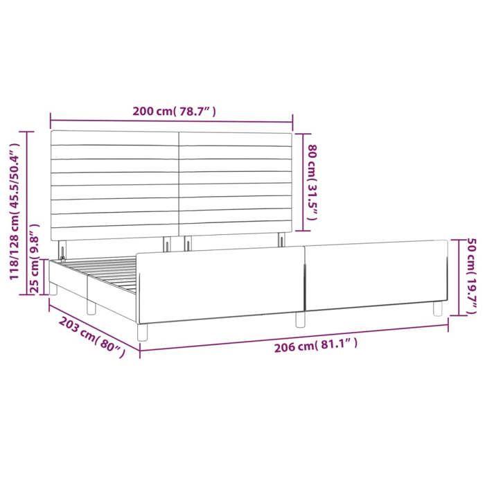 VidaXL Cadre de lit avec tête de lit Gris foncé 200x200 cm Tissu 3125163