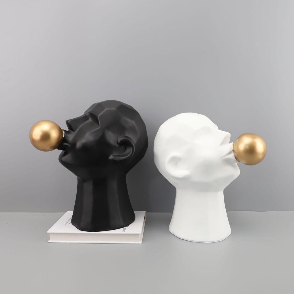 Minimalist Resin Bubble-Blowing Boy Figure for Home Décor