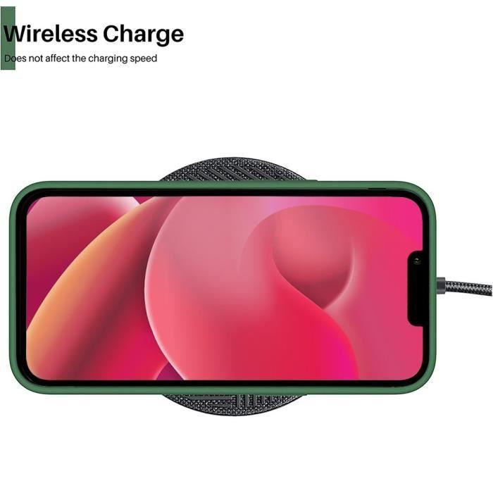 Coque Silicone - pour iPhone 14 - Vert Nuit - Antichoc - 2 Verres Trempés - Installation Facile