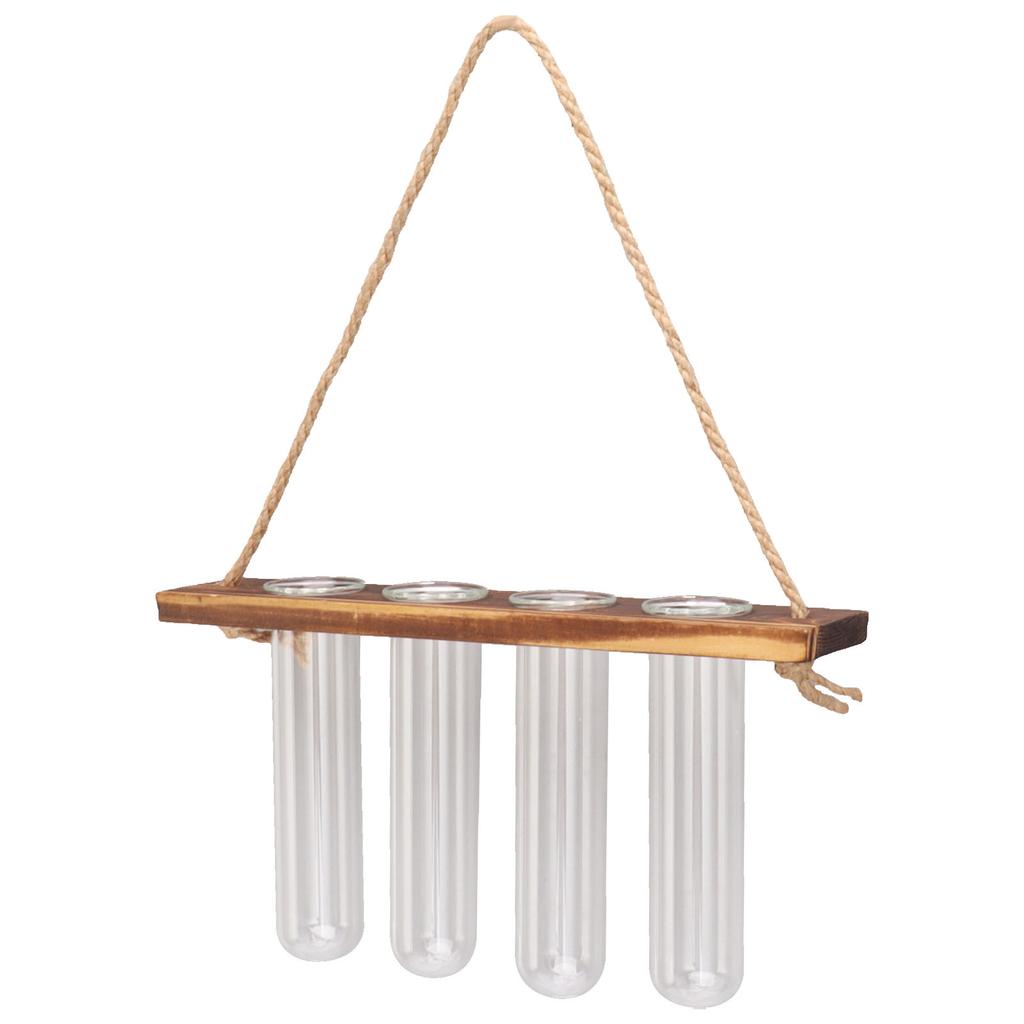 1 Våning 4 Hål Växtförökningsstation Vägghängande Växtterrarium Med Träställ Mini Test