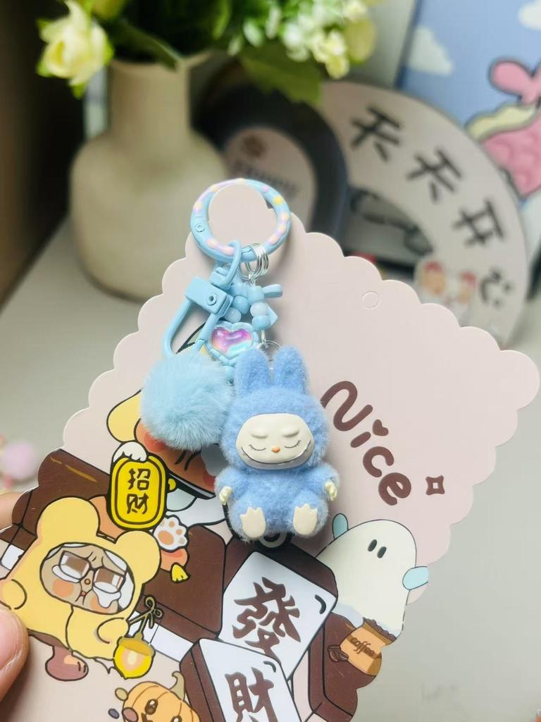 Erchuang Beflockung Sitzender Haarknäuel Niedlich Getreide Welle Spielen Blind Box Beflockung Mini Anhänger Ornament Schlüsselanhänger