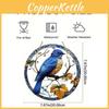 Blue Bird Simulated Branch Pattern Circular Acrylic Pendant Garden Decoration