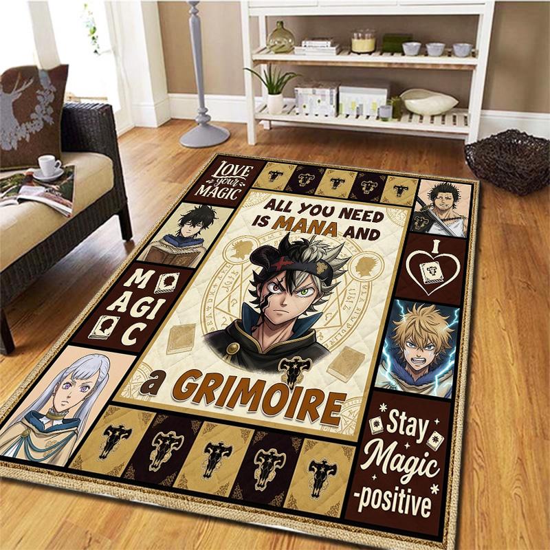 Black Clover Carpet Rug For Living Room Bedroom Home Sofa Decoration Kids Play Nonslip Floor Mat