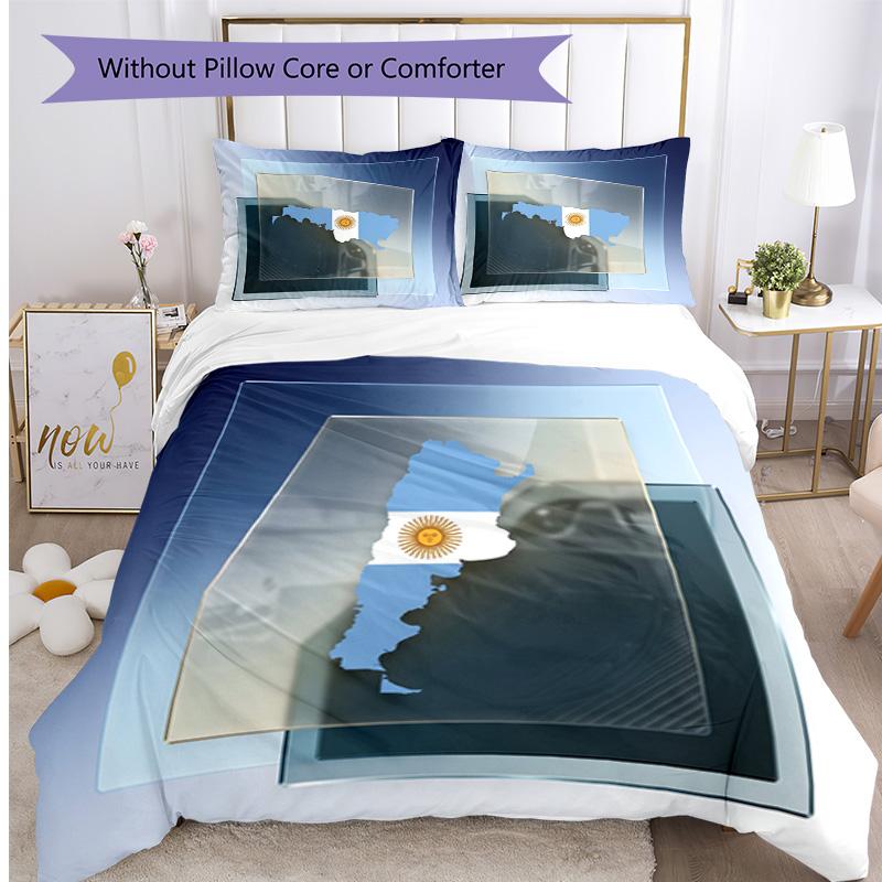 Set Biancheria da Letto Stampata Calcio Argentina 3 Pezzi Copriletto Traspirante Accogliente come Regalo per Inaugurazione Casa o Festa
