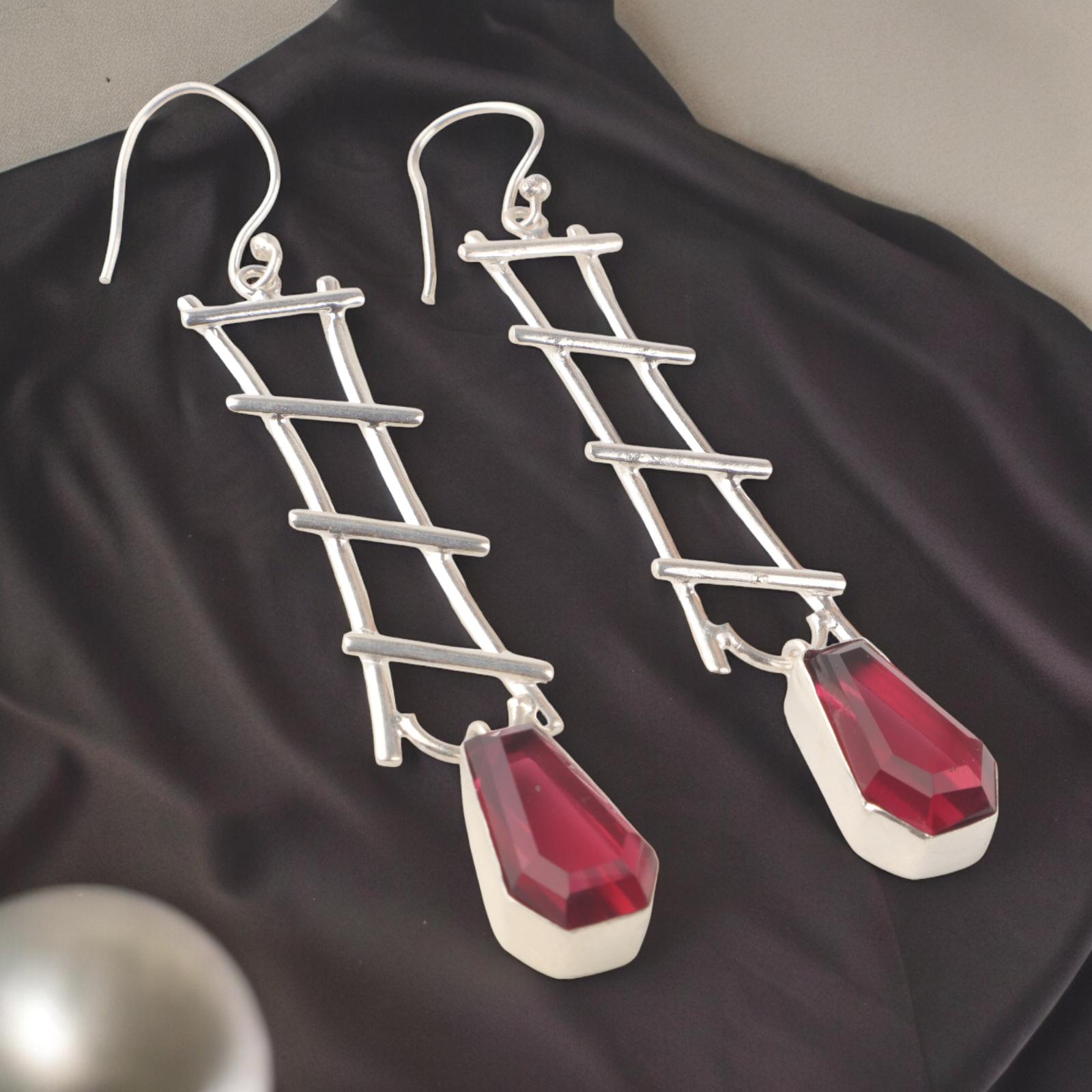 

Драгоценный камень Розовый Турмалин Ювелирные изделия из стерлингового серебра 925 пробы Ручной работы Серьги 3,33 EE-133-8