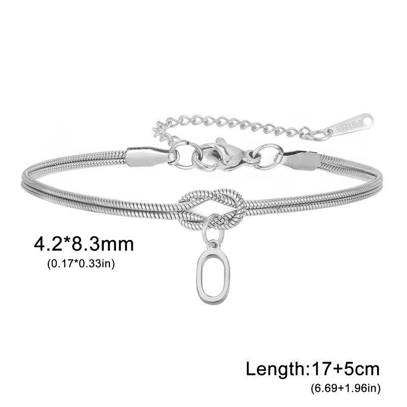 Stainless Steel 26-Letter Bracelet & Anklet with Double-Layer Knotted Snake Bone Chain