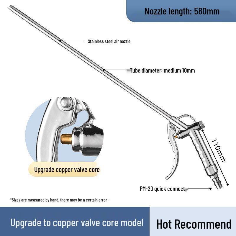 Stainless Steel Leak-Proof Dust Blowing Gun with Long Nozzle and Strong Blowing Force