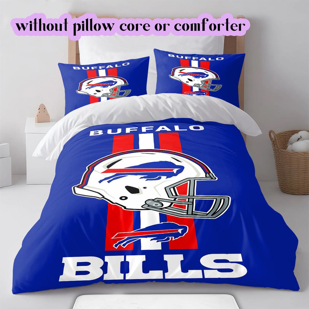 football Logo Pattern Bedding Quilt Set Quilt Cover Pillowcase Home Decoration Birthday Gift (1*duvet cover+ 2*pillowcase, without core)