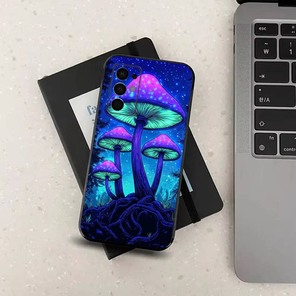Trippy Plant Mushroom Case For Samsung Galaxy A73,72,41,J7,22,Note,31,8,9,52,71,53,32,Soft Black Silicone Cover