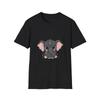 Elephant Cute Cartoon Illustrated Black Tee Kawaii Graphic T-Shirt