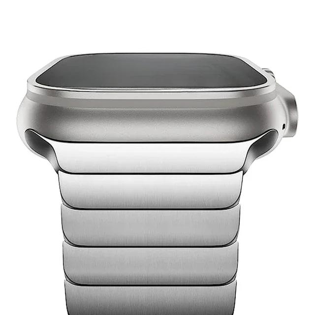 

Металевий ремінець кольору титану для Apple Watch Series 10 9 8 Ultra 2 49мм 46мм 42 41 45мм Ремінці для iwatch 7 6 5 4 Se 38мм 44мм 40мм for iWatch 10 46mm срібний