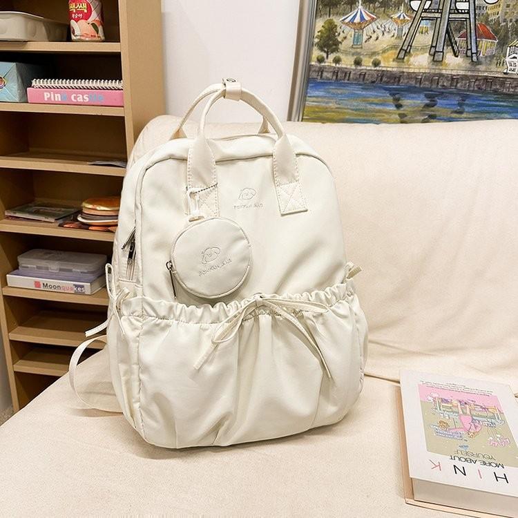 IELGY Simple Backpack Large Capacity Drawstring Bow School Bag