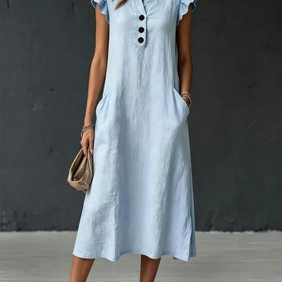 European Style Casual Loose Fit Ruffle Cotton Sleeveless Summer Women Maxi Dress