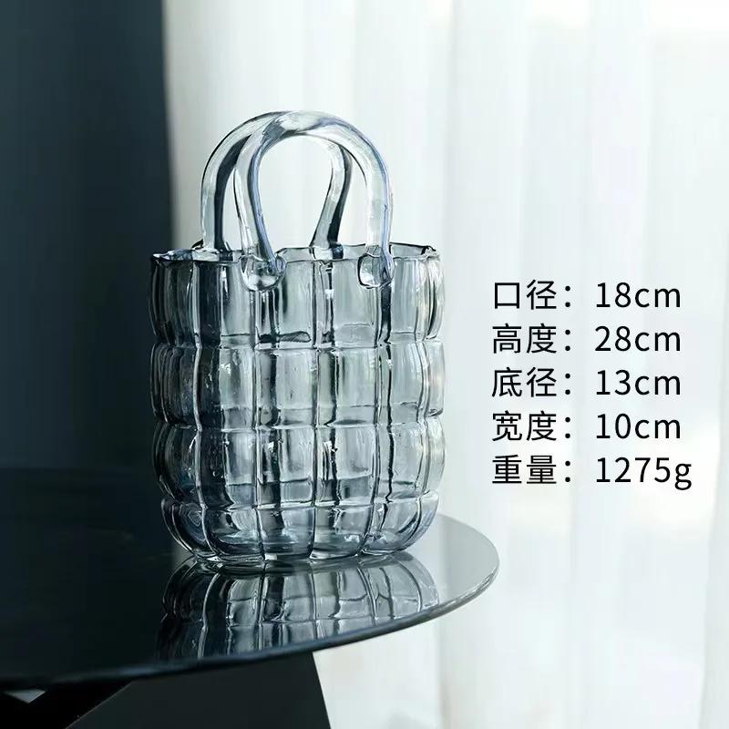 

Прозрачная стеклянная ваза, сумка, корзина, прозрачный террариум, ваза для цветов, цветочные композиции, аксессуары, украшение гостиной